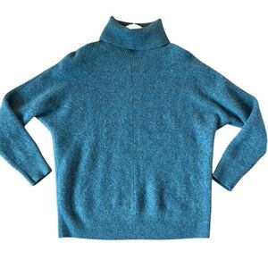 Nicole Miller 100% cashmere teal green turtleneck sweater XL